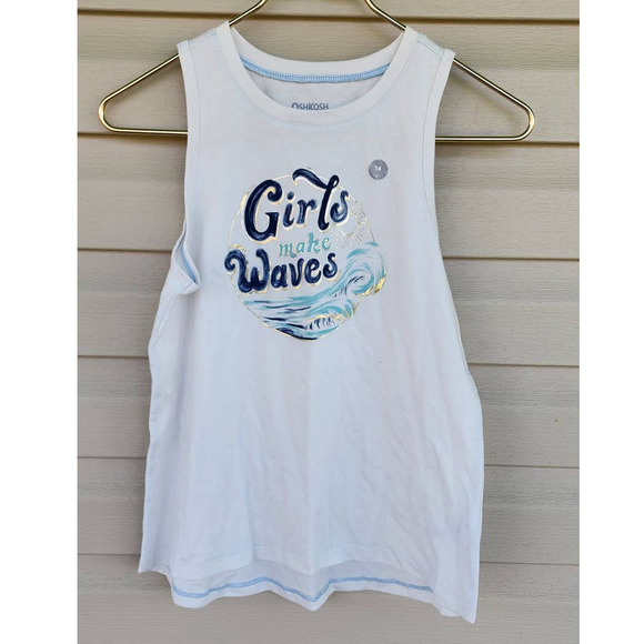 NWT New Osh‎ Kosh Sleeveless Girls Make Waves Tee Size 14 - Picture 1 of 5